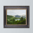 Load image into Gallery viewer, green landscape paintings of ireland in a carved black wood frame on light blue background