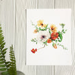 Load image into Gallery viewer, Orange & Yellow Poppy Flowers Print on white background with greenery