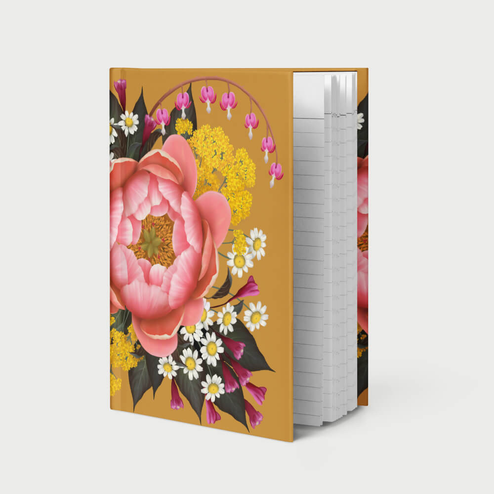 海外マステ ☆ floral ☆ jr.journal May Flowers Botanical Hardcover Journal | Peony & Wildflower
