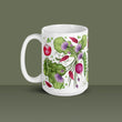 Load image into Gallery viewer, Spring Garden Botanical Mug | Radish &amp; Wildflower Ceramic Coffee Mug for Gardeners
