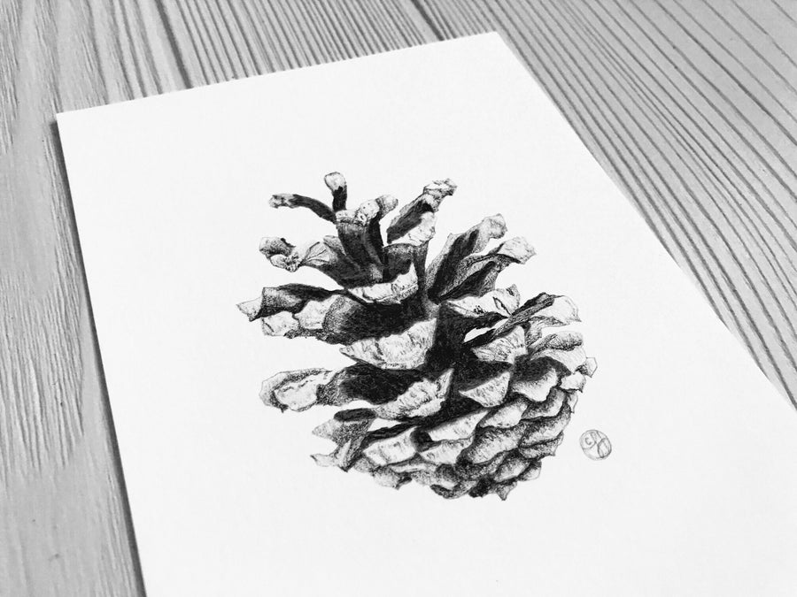 Woodland Pinecone Print close up