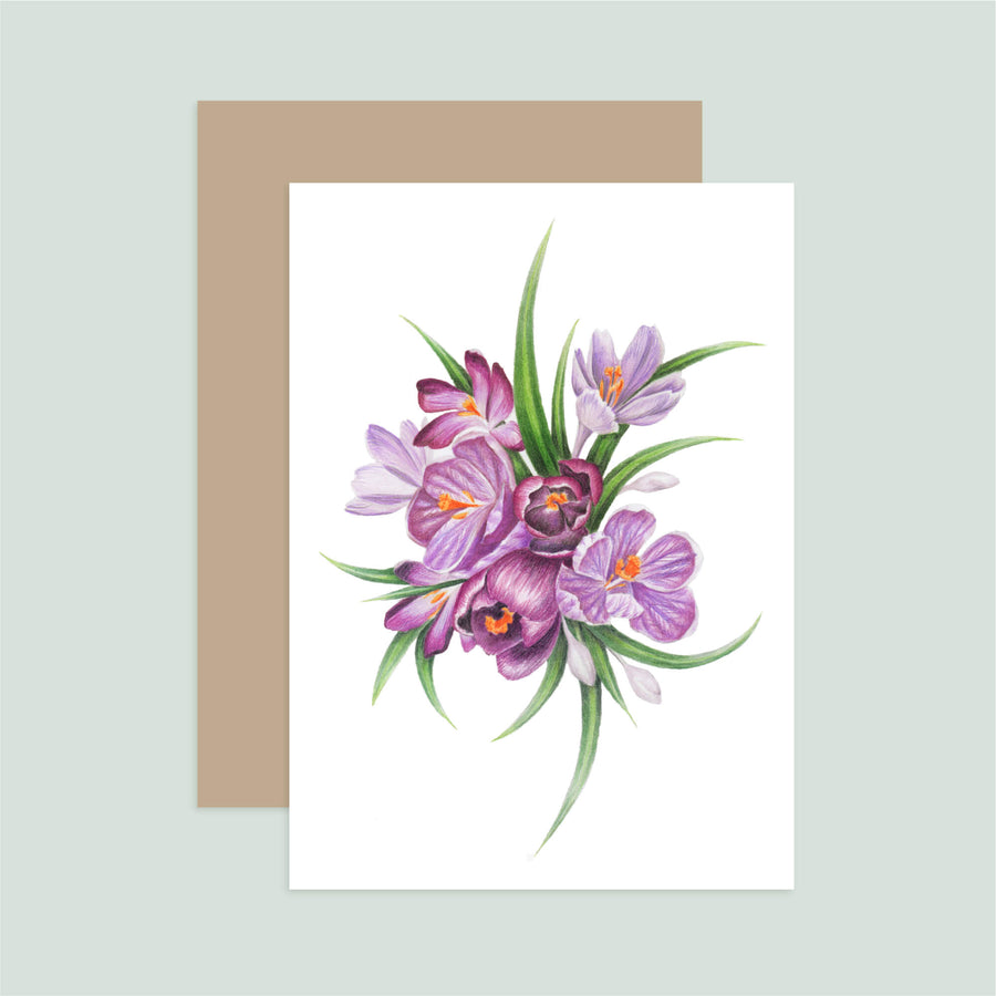 Purple Crocus Flowers Notecard