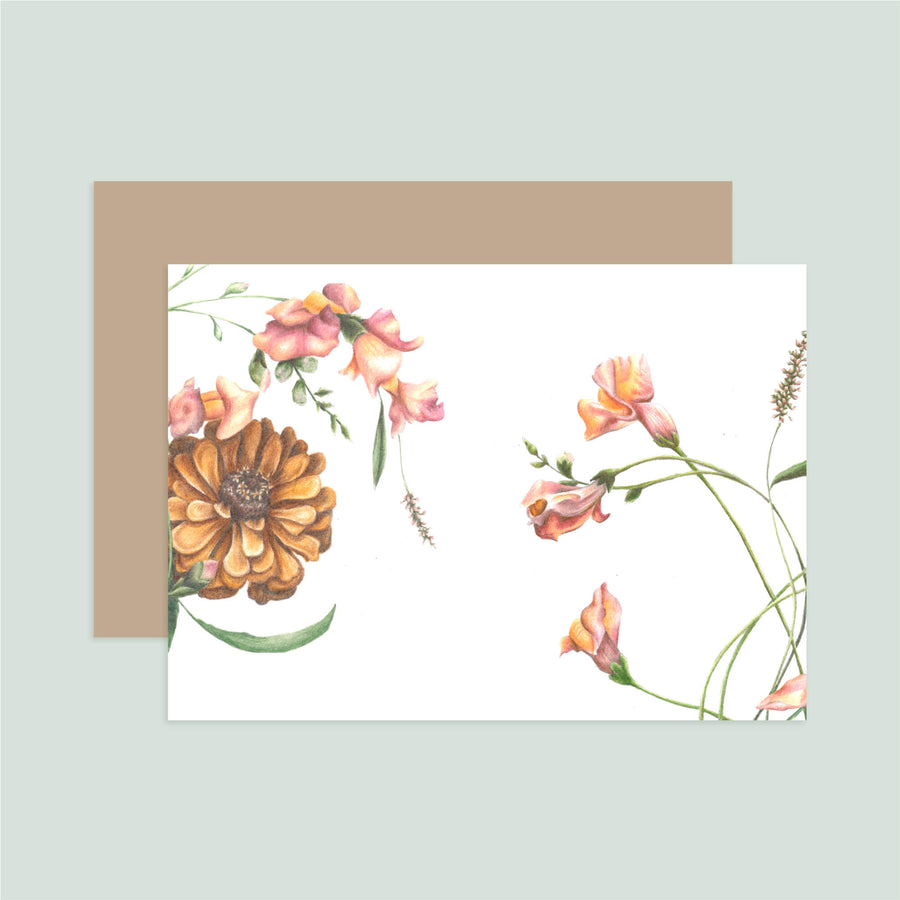 Zinnia and Snapdragons Notecard